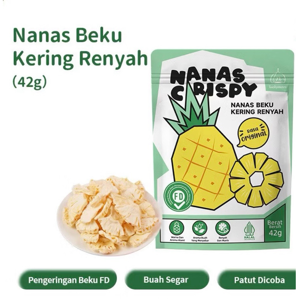 Keripik Buah Sayur Nanas Beku Kering Renyah Campur Lotus Okra Apel Strawberry Labu Ubi Durian Jamur,