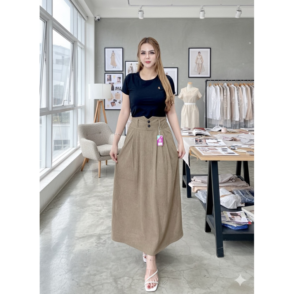Rok corduroy skir rok rempel rok payung korean stile maxi dan midi