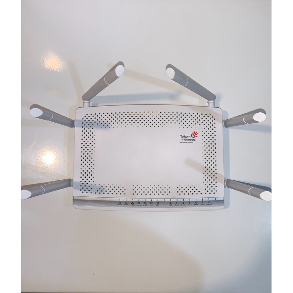 Router Wifi ONT GPON Fiberhome HG6245N 6 Antena Port Biru (Premium) 5G Dual Band + Adaptor Original