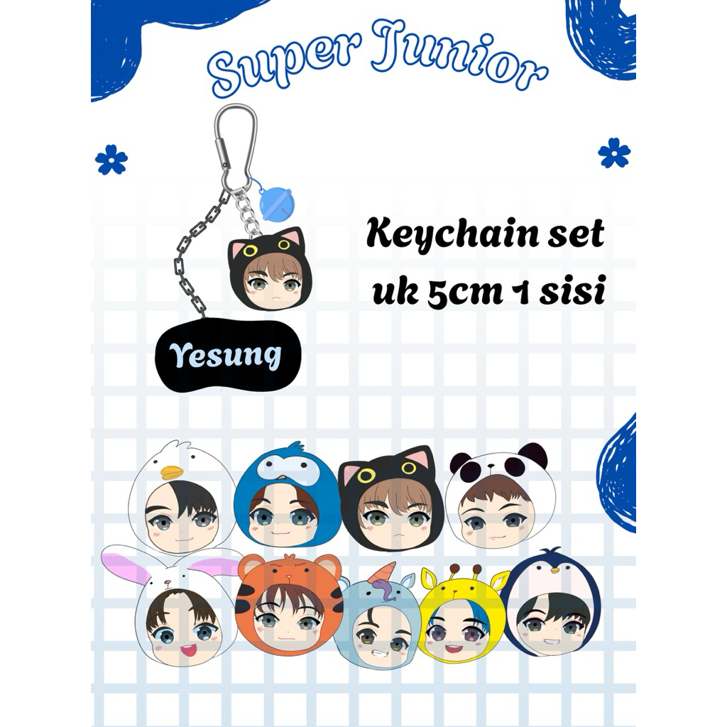 KEYCHAIN KEYRING GANCI GANTUNGAN KUNCI SUPER JUNIOR LEETEUK HEECHUL YESUNG SHINDONG EUNHYUK DONGHAE 