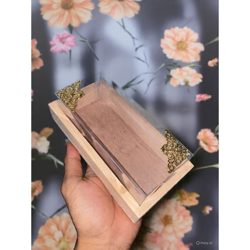 Kotak kayu mahar seserahan +tutup mika