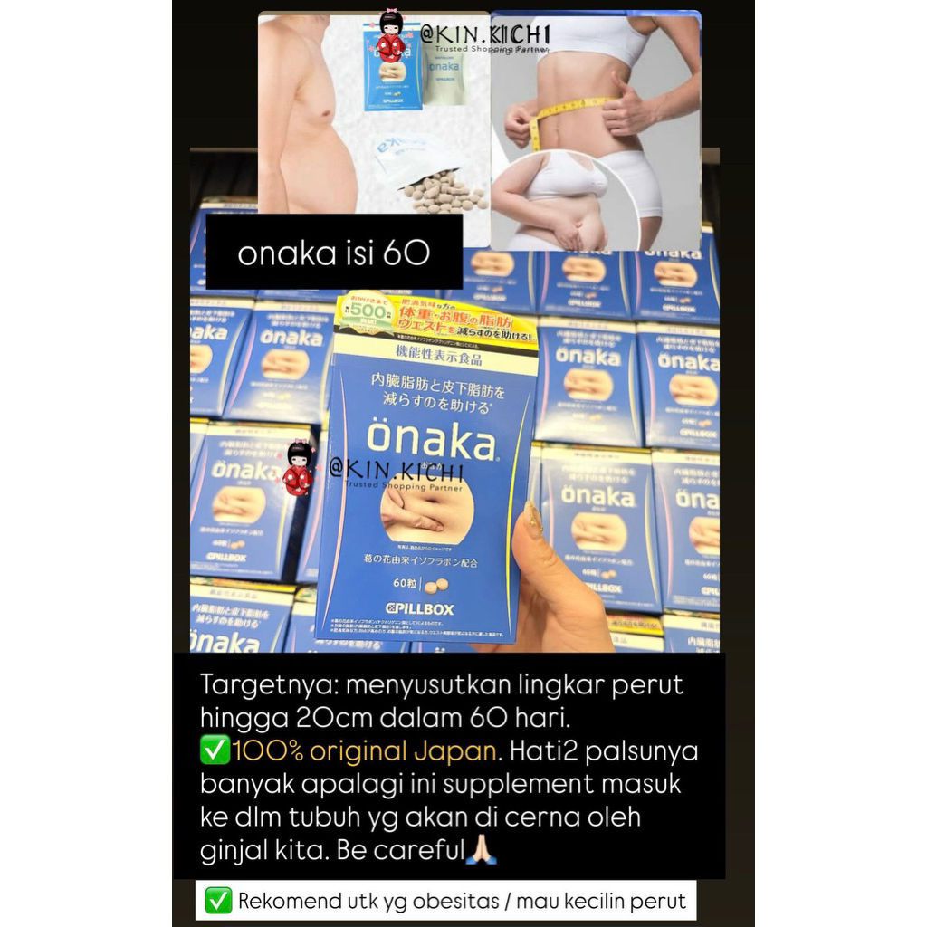ONAKA PILL PENYUSUT PERUT ORI JEPANG READY STOCK