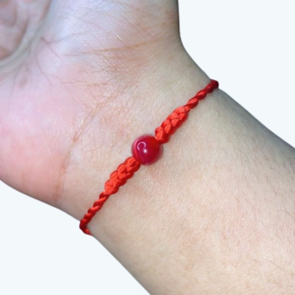 Gelang tali feng shui keberuntungan elegan premium tahan air, Gelang Merah Feng Shui Manik Delima Br