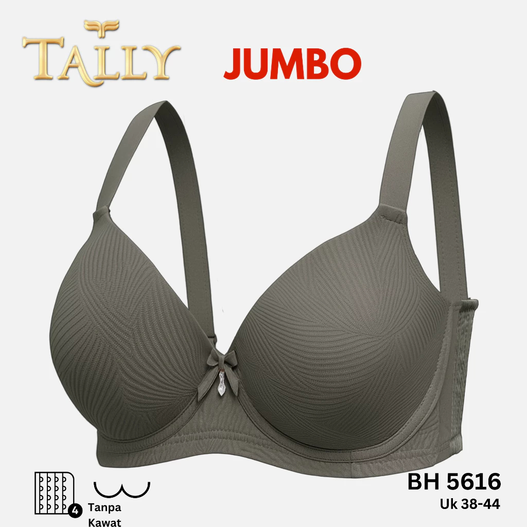 Bh Bra Penekan Lemak Tally 5616 , 8921 Cup D/E (38-44) Kait 4 Plus Size Busa Tipis Berkawat fk