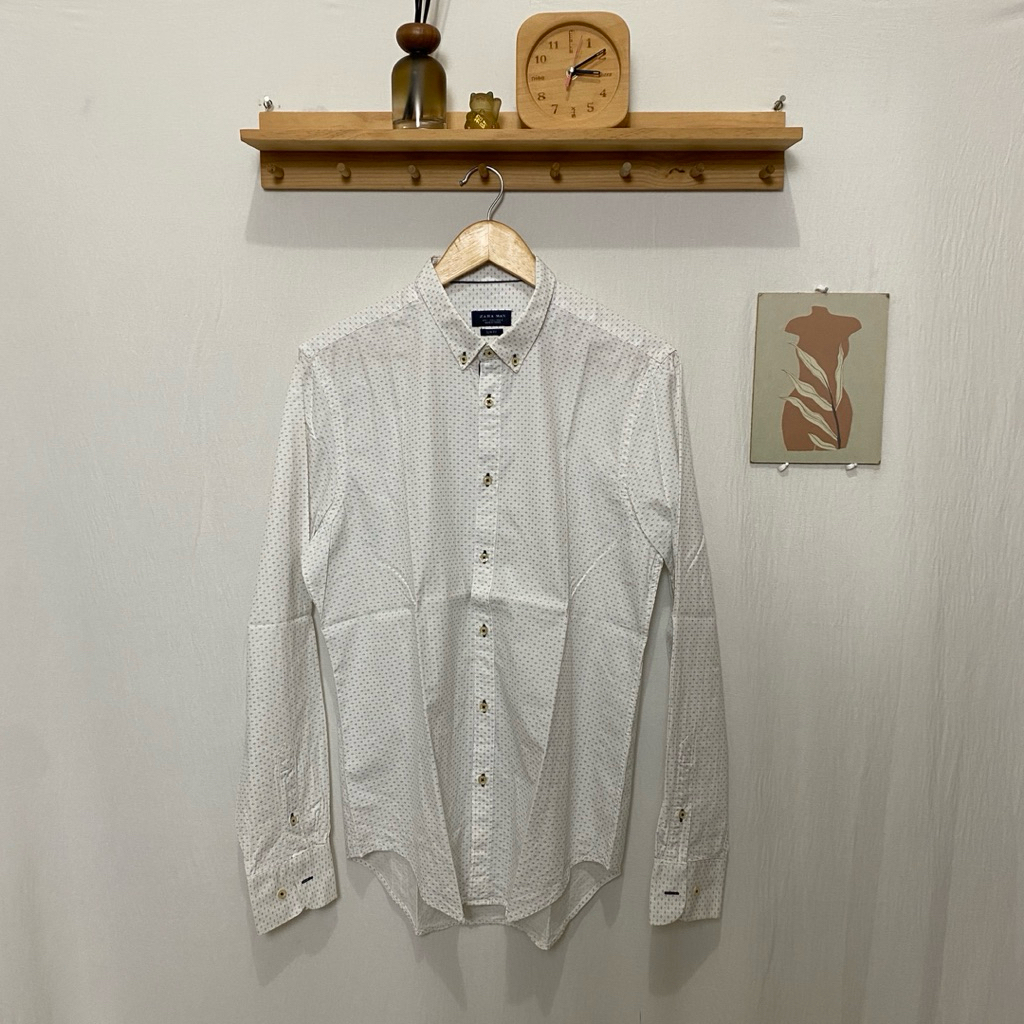 kemeja panjang pria ZARA MAN original motif size L