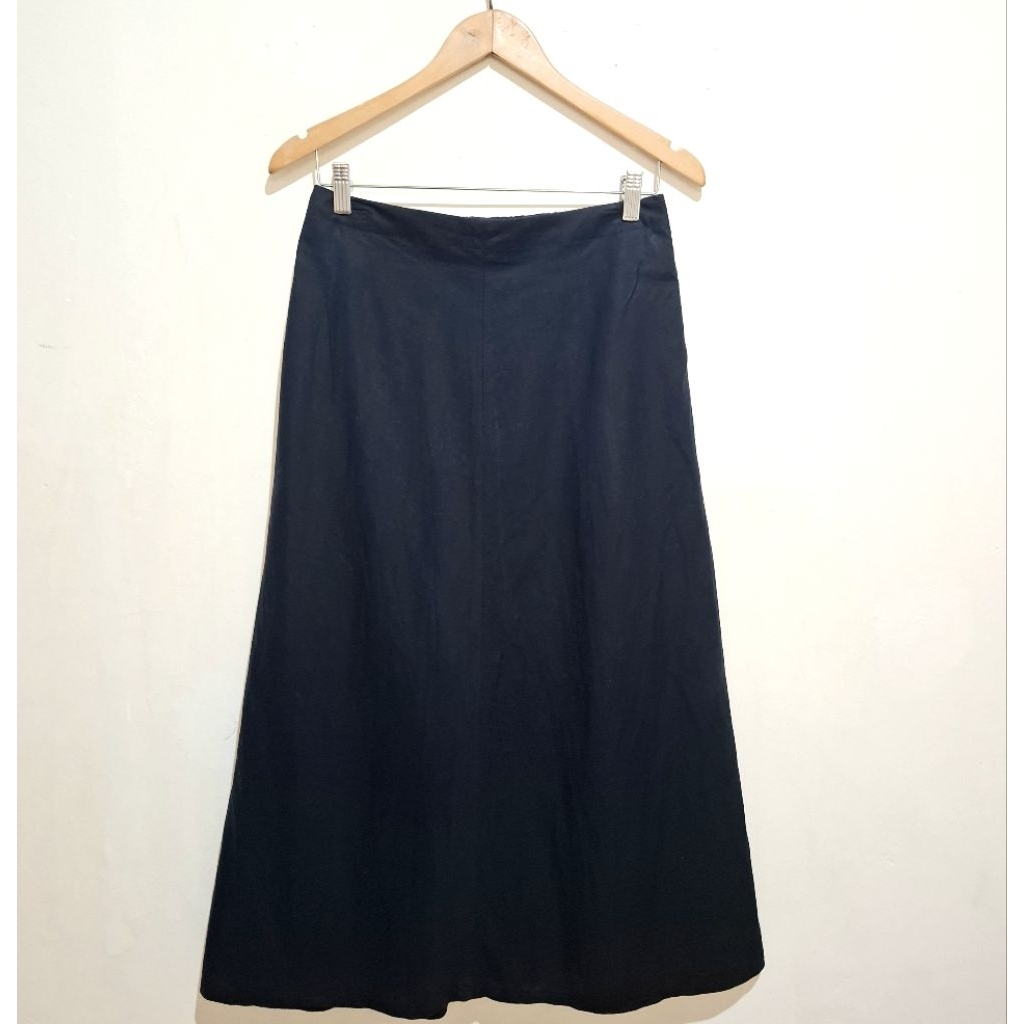 Skirt UNIQLO Basic Linen Dark Navy (L)