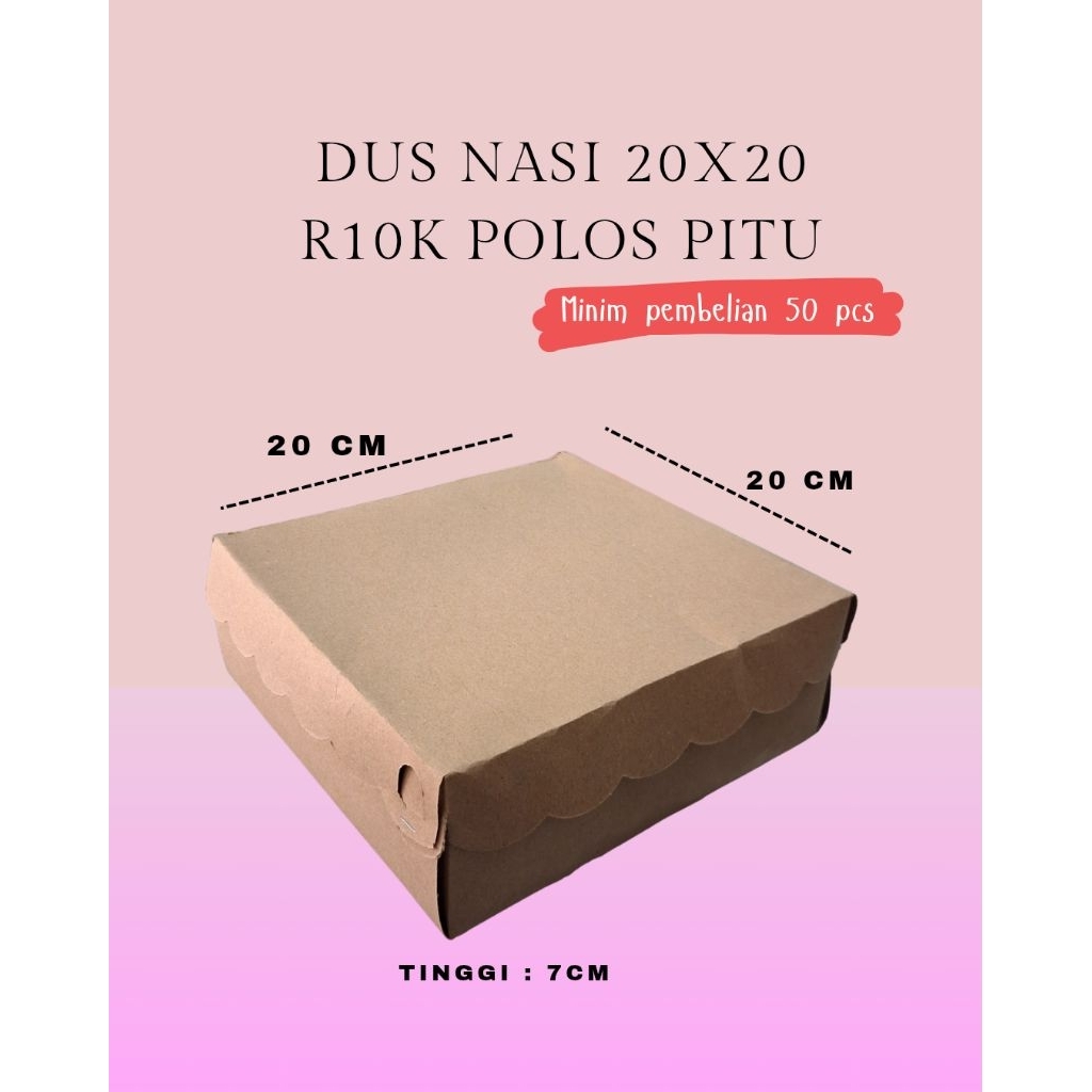 dus nasi 20x20 polos / kotak nasi r10k polos 20x20 / box nasi hajatan uk 20
