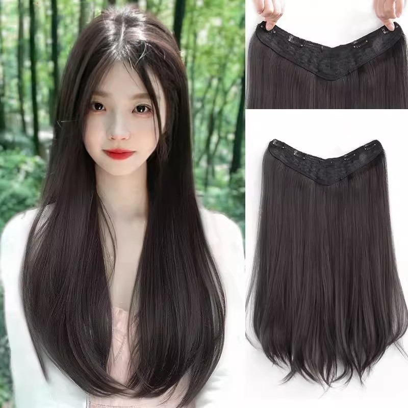 Korean HairClip Lurus Panjang LAYER Rambut palsu wanita jepit Wig toupee Jepit rambut rambut palsu H