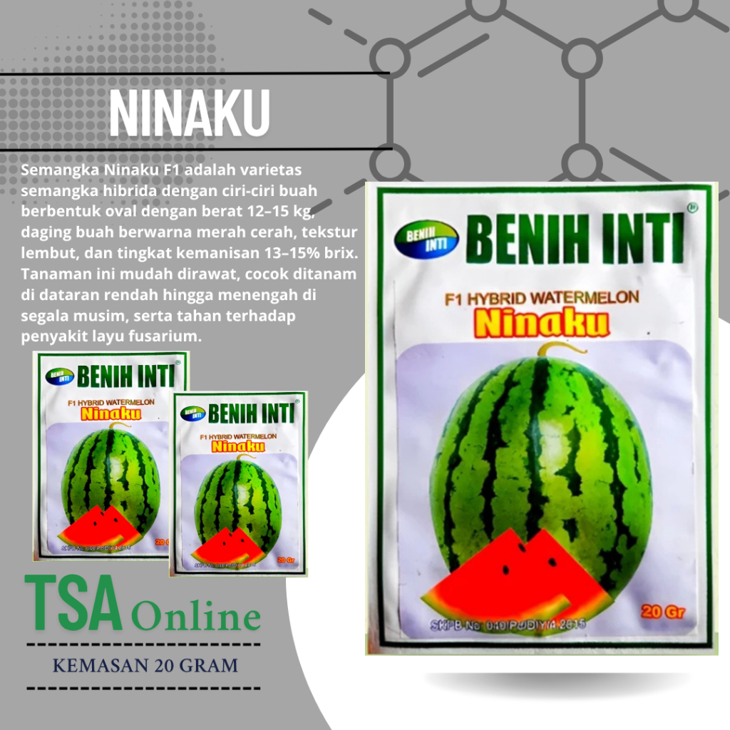 NINAKU F1 20gr - Benih bibit biji buah semangka merah hibrida perawatan mudah - ORIGINAL BENIH INTI