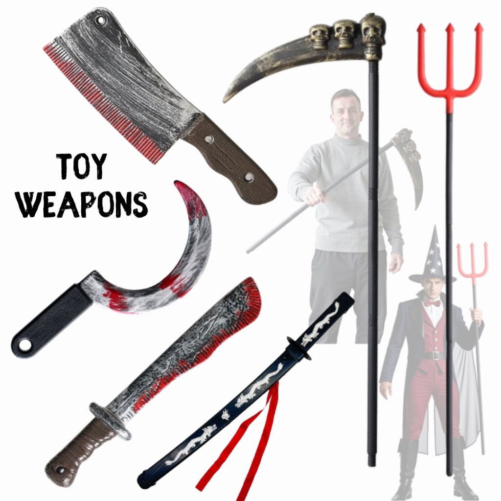 Toy weapon machete katana trident scythe grim reaper kitchen knife mainan