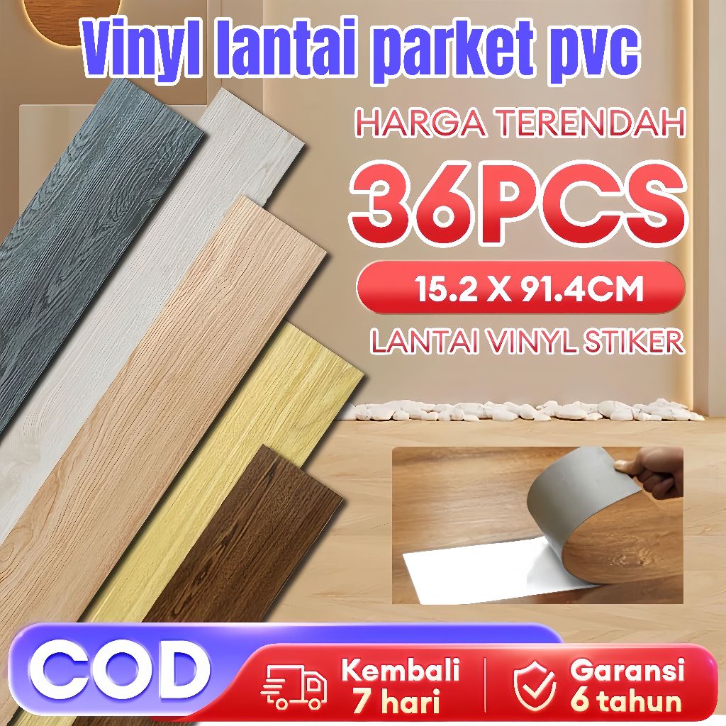 36 Pcs Vinyl Lantai Kayu Tahan Air Anti Rayap Vinyl lantai parket pvc lantai vinyl motif kayu dengan