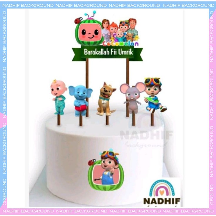 TOPPER KARAKTER ( COCOMELON ) HIASAN KUE ULANG TAHUN MURAH LENGKAP DECORASI CAKE