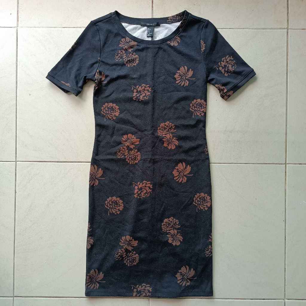 Long Tee / Kaos Dress Forever 21 Motif Bunga Wanita Second Original