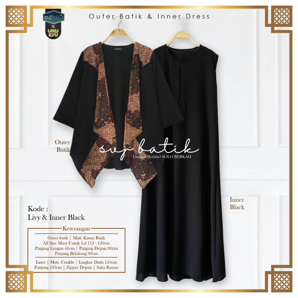 Set wanita batik wanita outer batik set inner dress setelan formal outfit simple mewah batik svj