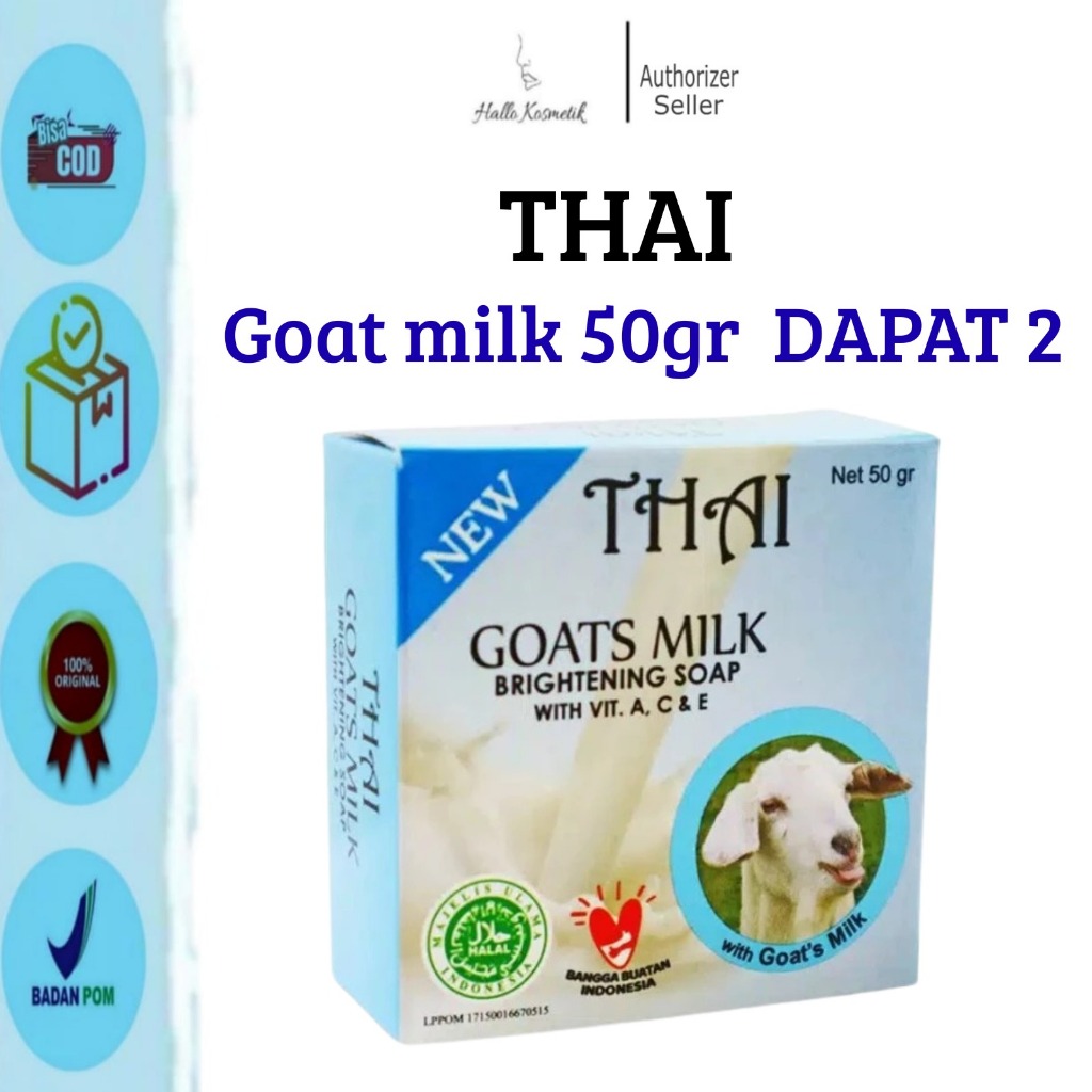 Thai Goats Milk Soap Bar 50gr - Sabun Batang Susu Kambing Pemutih & Pencerah PAKET PROMO HEMAT BPOM