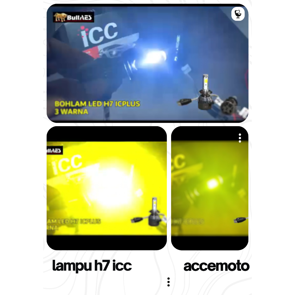 Lampu Led Headlamp Mobil H7 ICC Premium 3 Warna