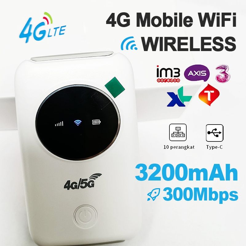 3200mAh Modem WiFi 5G All Operator Telkomsel 300Mbps Portable Mobile WiFi Kecepatan Tinggi Mini Pock