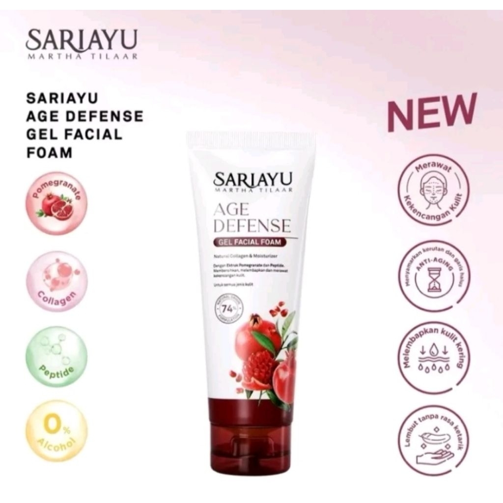 Facial Foam Gel SARIAYU AGE DEFENCE 100g  Untuk Semua Jenis Kulit