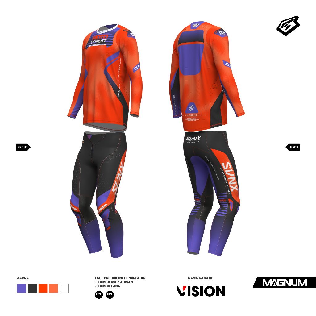 GEARSET TYPE MAGNUM VISION SERIES /JERSEY SET MOTOCROSS SVNX / JERSEY MOTOR CROSS / JERSEY TRAIL ADV