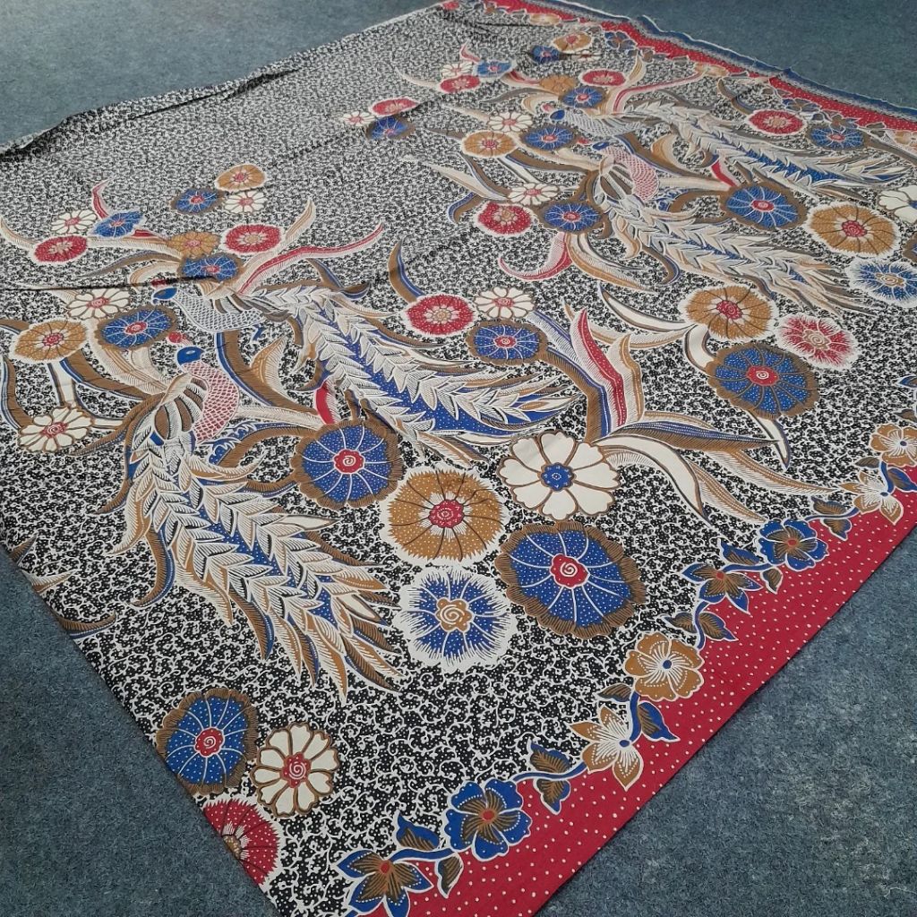kain batik solo bahan katun adem motif burung ekor panjang kualitas premium