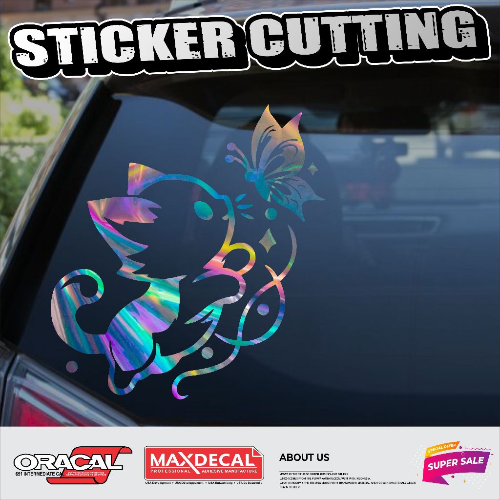 STICKER CUTTING KACA MOBIL BELAKANG GAMBAR KUCING 07