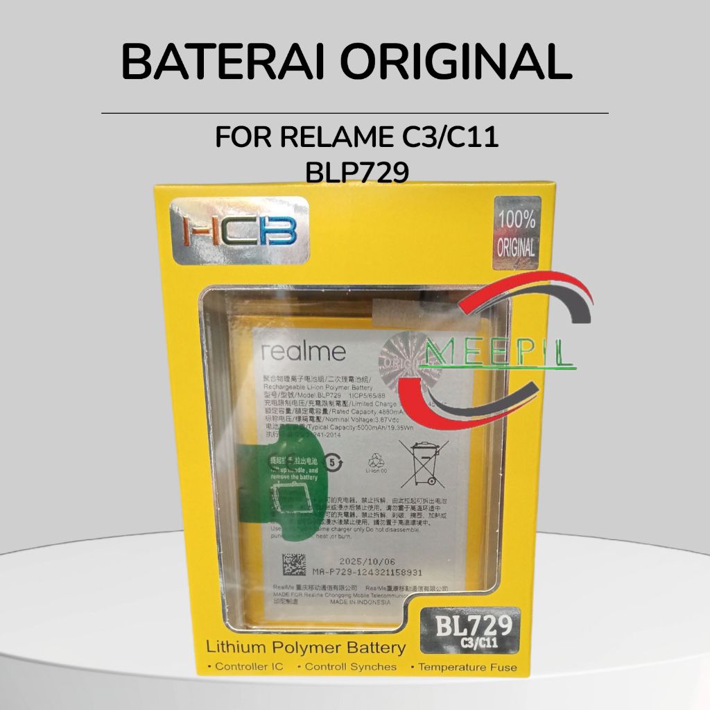Baterai Original Realme C3/C11 BLP729 Batre ori Realme batu baterai