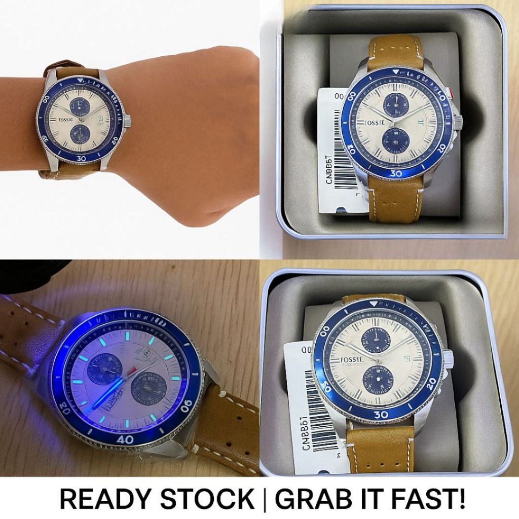 Jam Tangan Pria Chronograph Aktif Quartz Leather Strap Elegan Tahan Air 10ATM Original Import Fullse