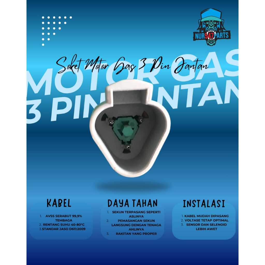 Soket Motor Gas Jantan 3 Pin PC130-7 PC200-7 Komatsu Excavator