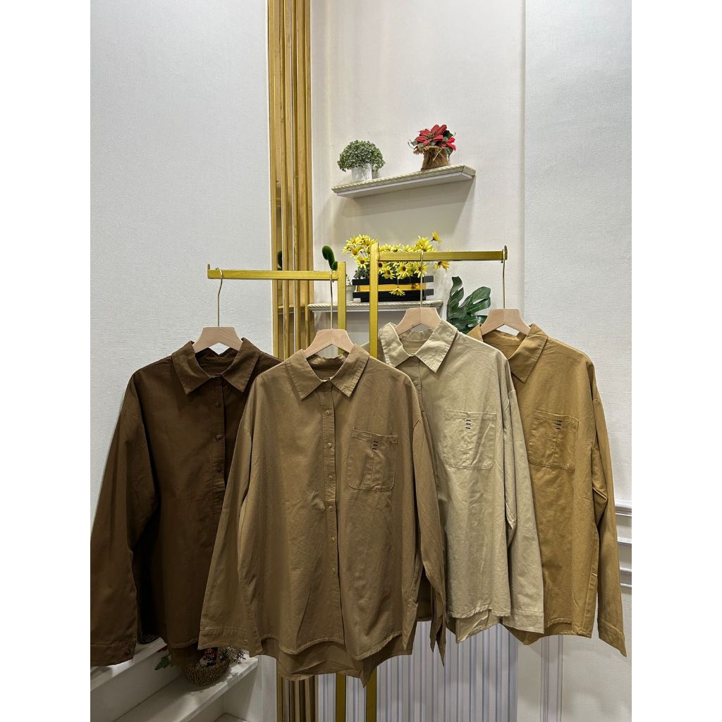 Kemeja Oversize Wanita Polos Katun Import Premium LD 120 - Atasan Casual Basic