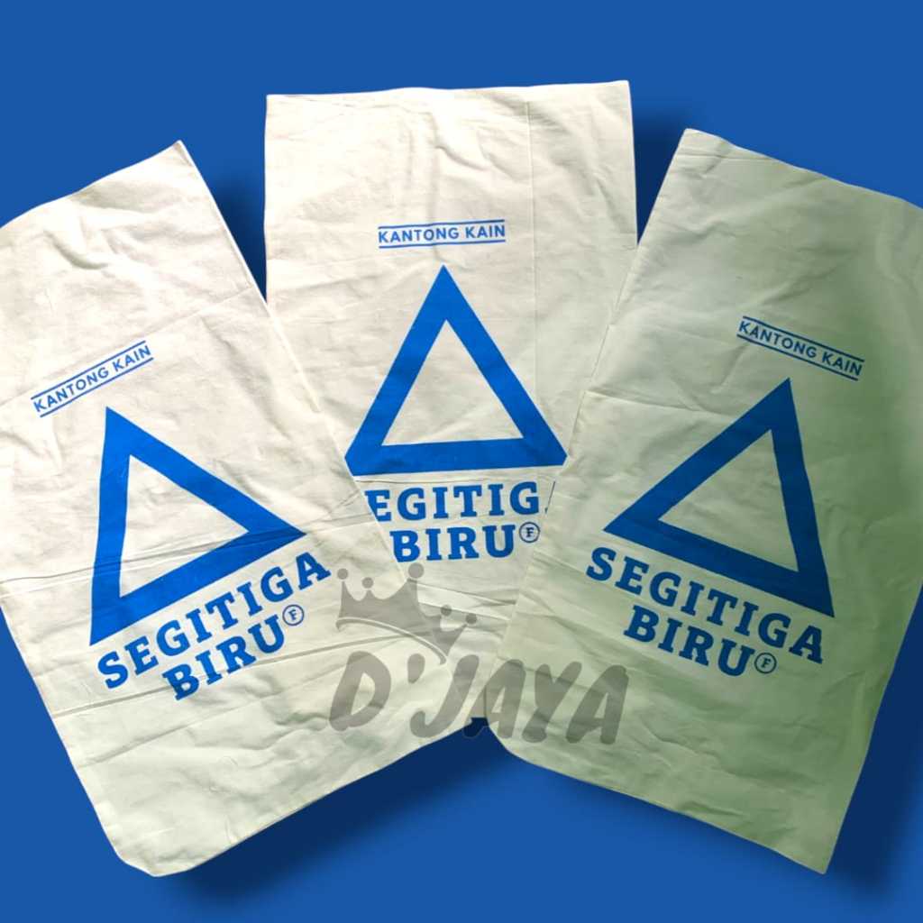 KANTONG KAIN MULTIFUNGSI SEGITIGA BIRU UKURAN 72 X 42 BAHAN BLACU TEBAL DAN KUAT kantong kain karung