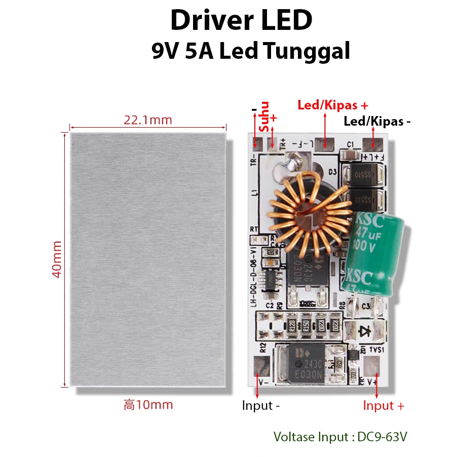 Driver Single LED 5A Pcb Aluminium Tebal Lampu Tunggal