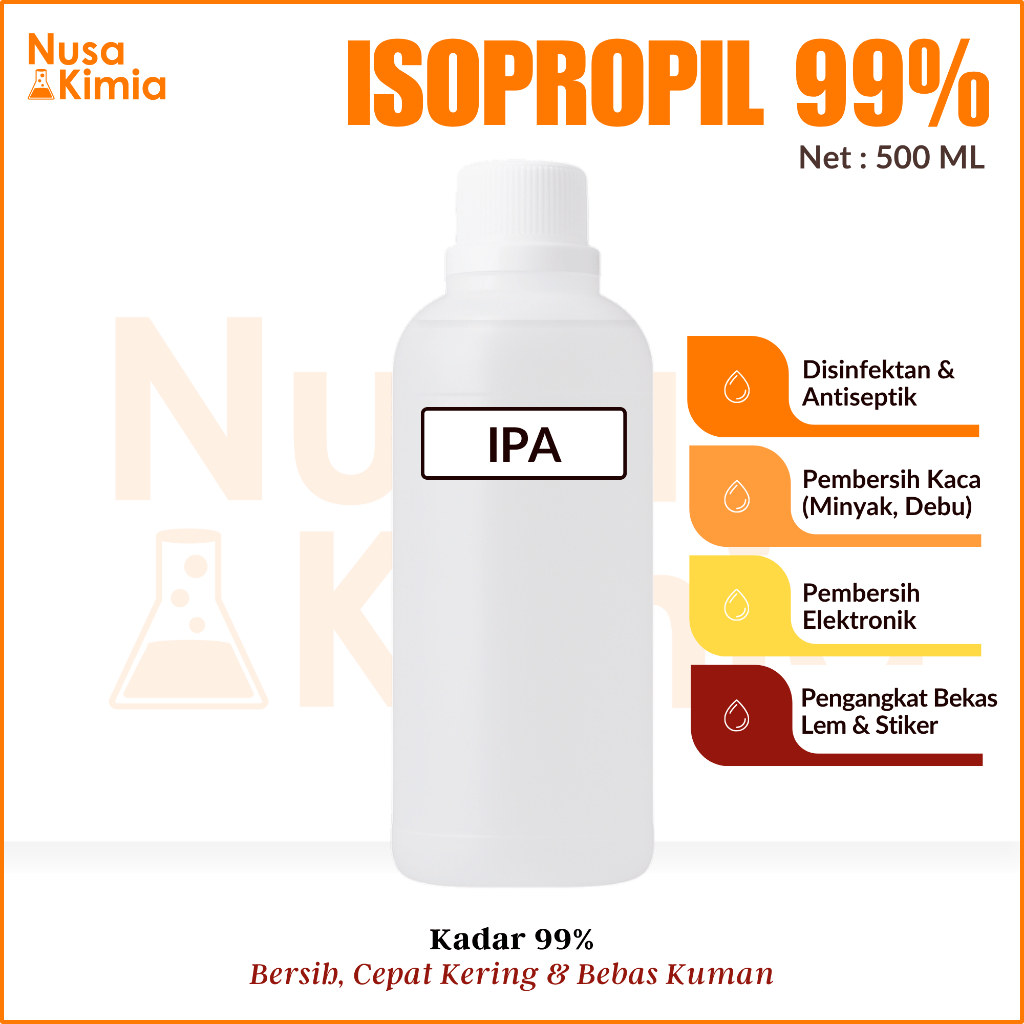 Alkohol IPA 99% 500 ML - Cairan Antiseptik dan Disinfektan - Pembersih Luka