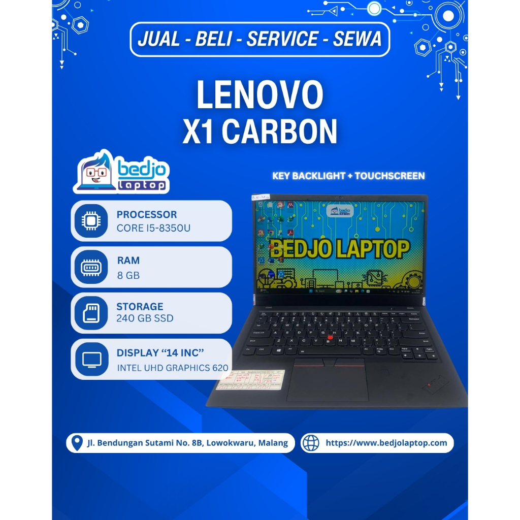 Laptop Lenovo X1 CARBON TERMANFAAT Laptop Lenovo Touchscreen Gaya Berkelas, Laptop Second SSD 240GB 