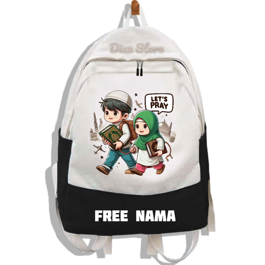 [FREE NAMA] Tas Ransel Tas Custom Tas Anak Tas Sekolah Tas Ngaji Anak TK SD Lucu Unisex | Tas Al-Qur