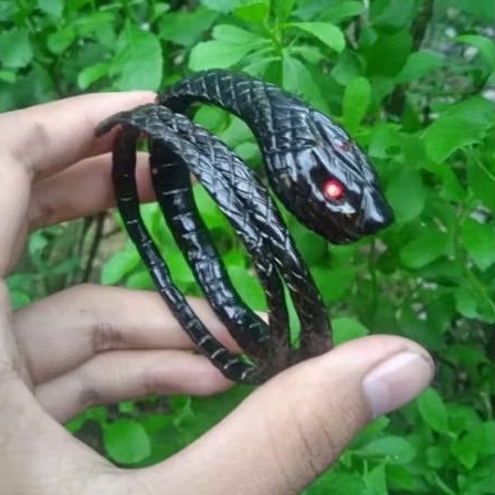 Gelang Akar Bahar Hitam Original Ukir Ular Asli