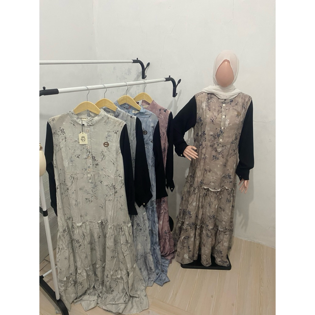 Gamis hania motif bunga kecil