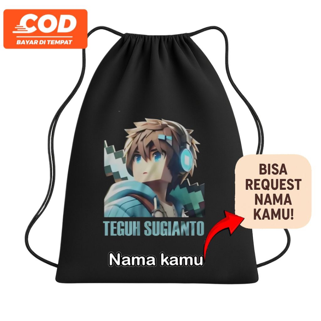 (FREE NAMA) Tas serut anak TEGUH SUGIANTO TEGUH TEAM ROBLOX MINICRAFT YOUTUBER terbaru custom nama/t