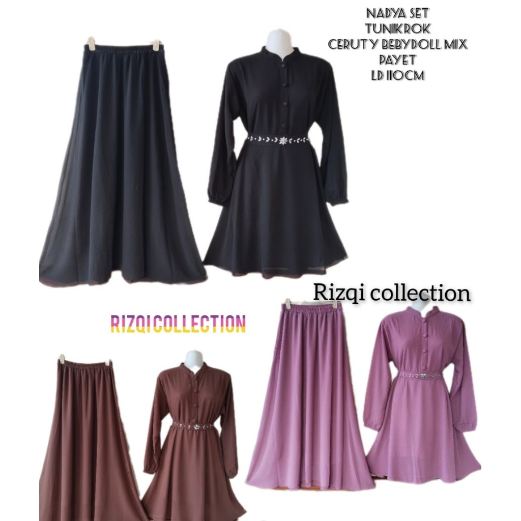 VANYA SET TUNIK // SETELAN WANITA KEKINIAN // SET CERUTY MIX PAYET  KOREAN STYLE