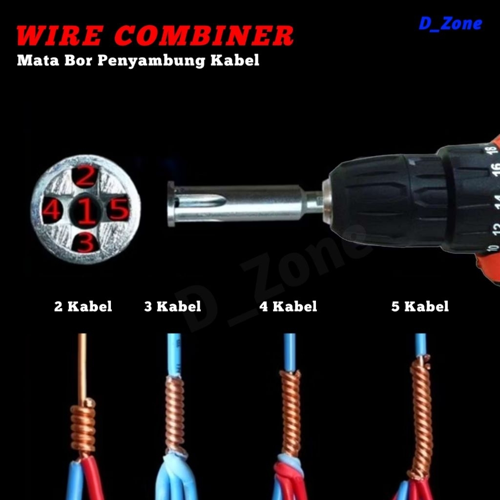 Mata Bor Penyambung Kabel Alat Pemutar Kabel Otomatis Wire Twisting 5 Hole