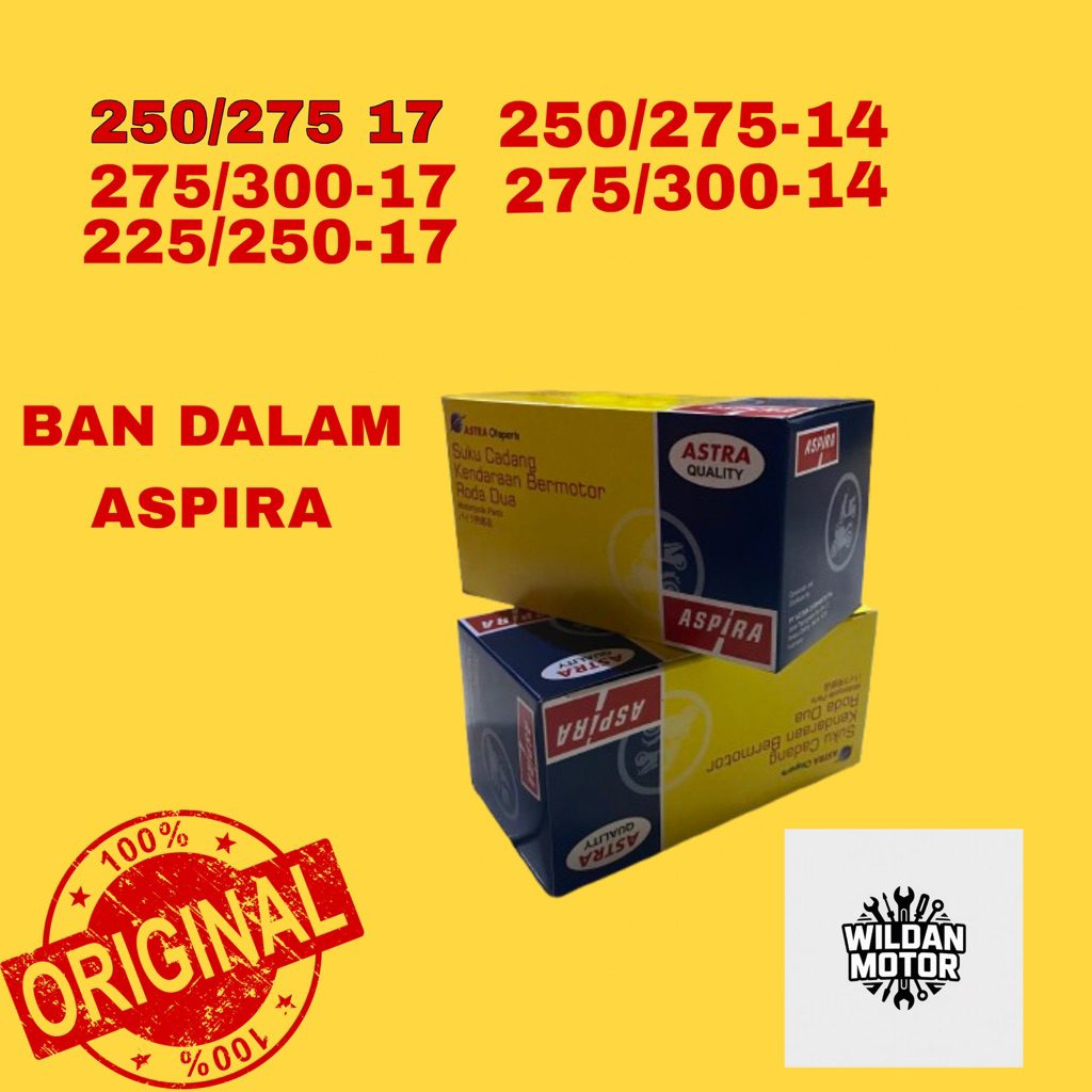 BAN DALAM ASPIRA ORIGINAL 250/275-17, 250/275-14, 275/300-17, 225/250-17, 275/300-14