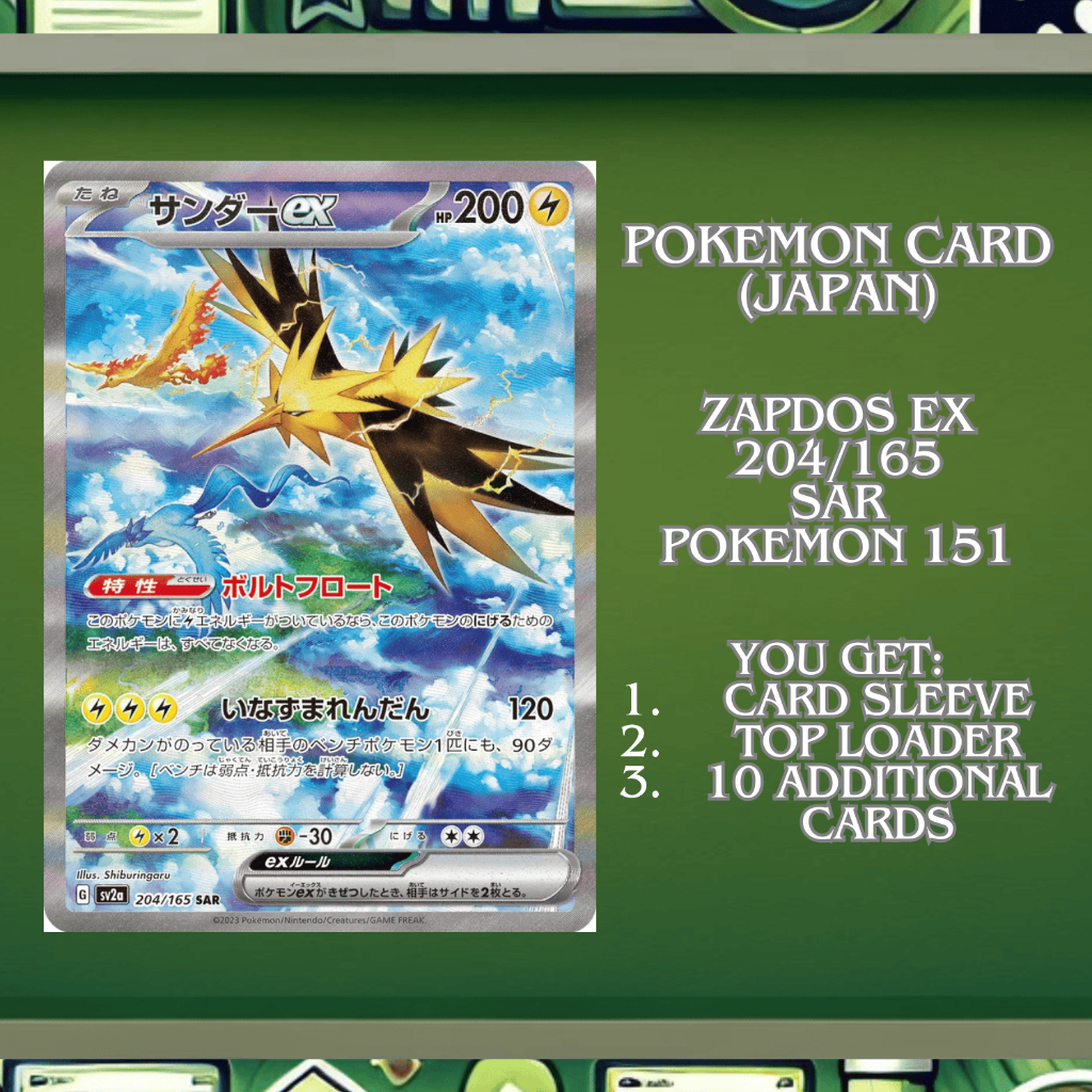 Kartu Pokemon TCG Zapdos Ex Pokemon 151 sv2a 204/165 Special Art Rare (SAR) Japan