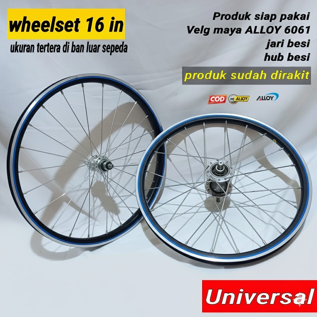 velg peleg sepeda 16 in ALLOY velg sepeda 16 inch siap pakai