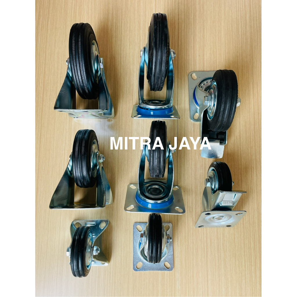 Grosir(12pcs) Roda Trolly Karet 3” 4” 5” Inch/Roda Troli Etalase Hidup Rem Roda Mati Ban