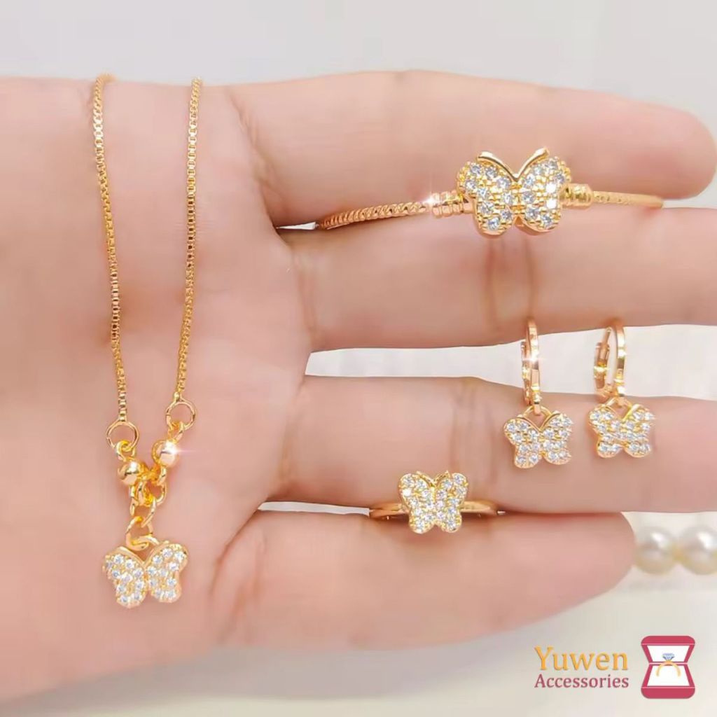 satu set perhiasan anak titanium kupu* fashion anak