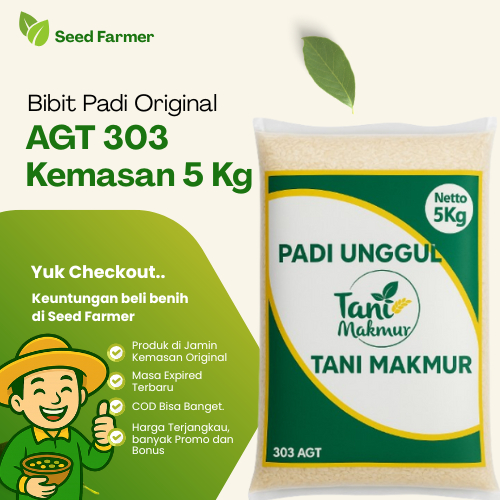 Bibit Padi AGT 303 5 Kg Original Bibit Padi AGT Unggul Kemasan 5KG