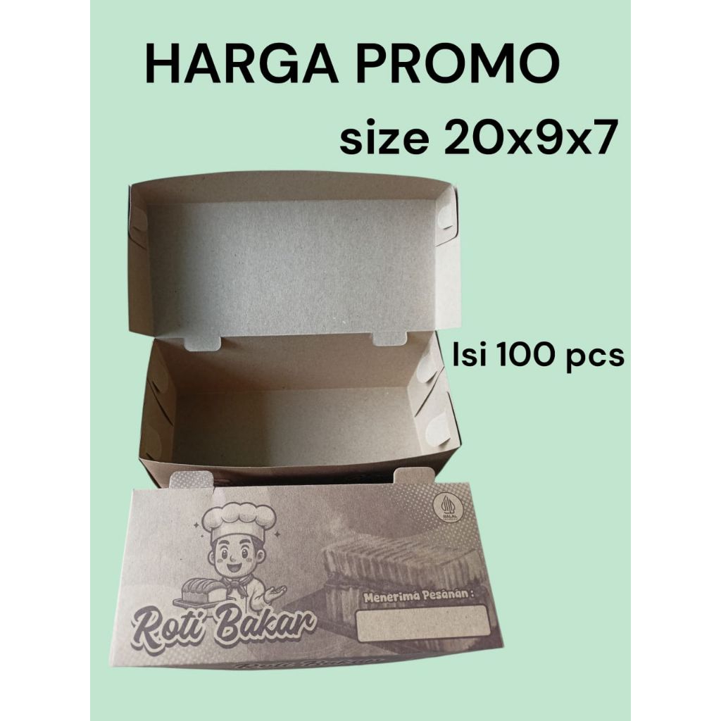 Dus roti bakar bandung/kotak roti bakar/box roti bakar ukuran 20x9x7 isi 100 pcs