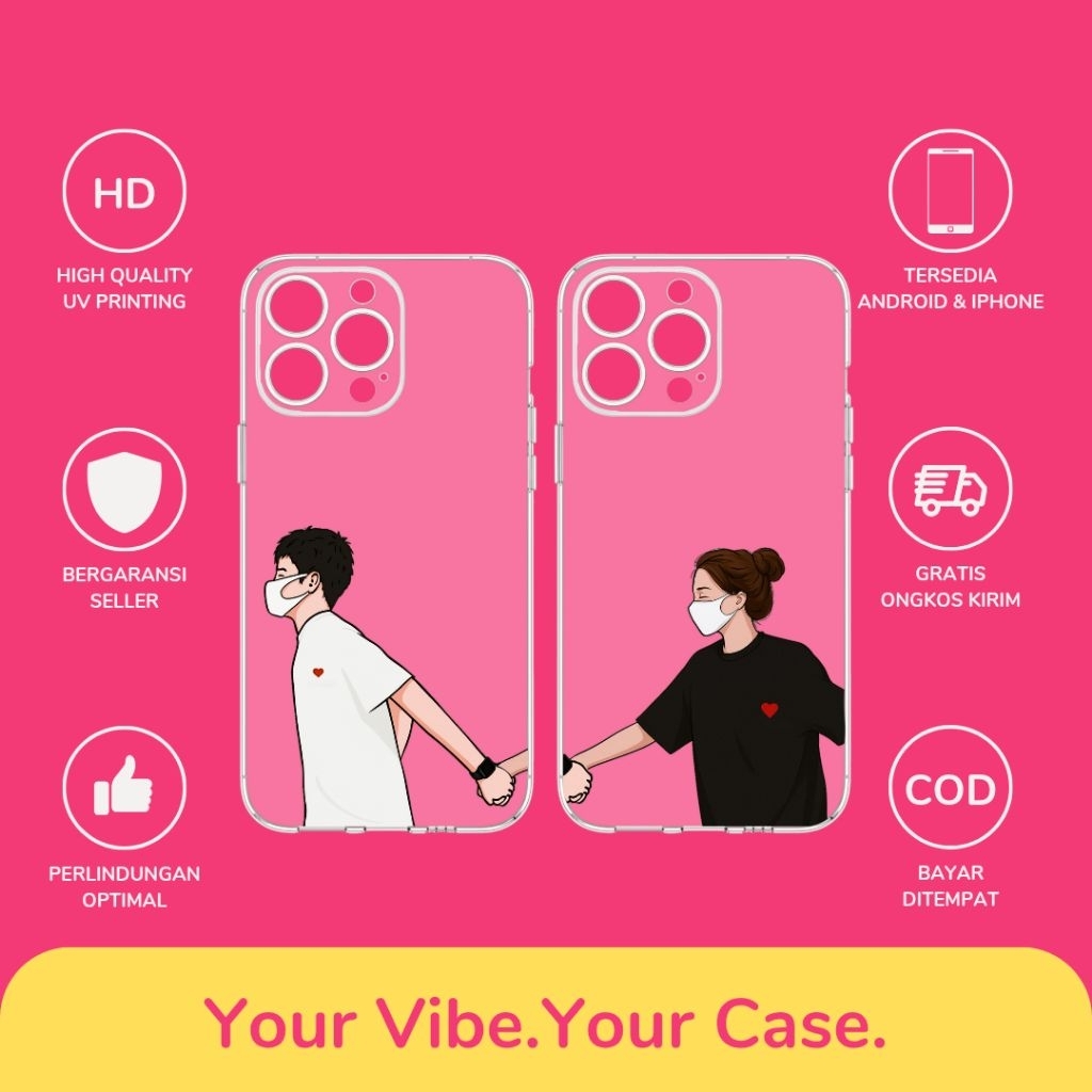 Custom Case Desain Couple All Type Hp Android & iPhone Bahan Silikon