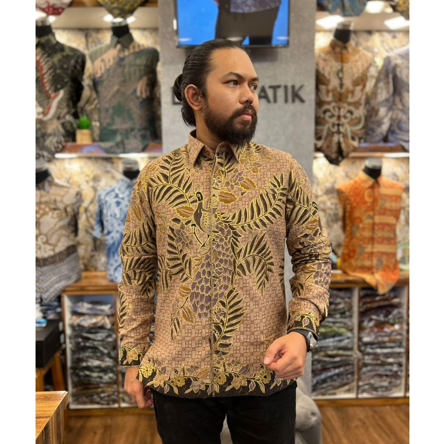 Lano Batik Tulis Prada - Burung Merak - Batik Dobby - Baju Batik Pria - Kemeja Batik Pria - Kemeja B