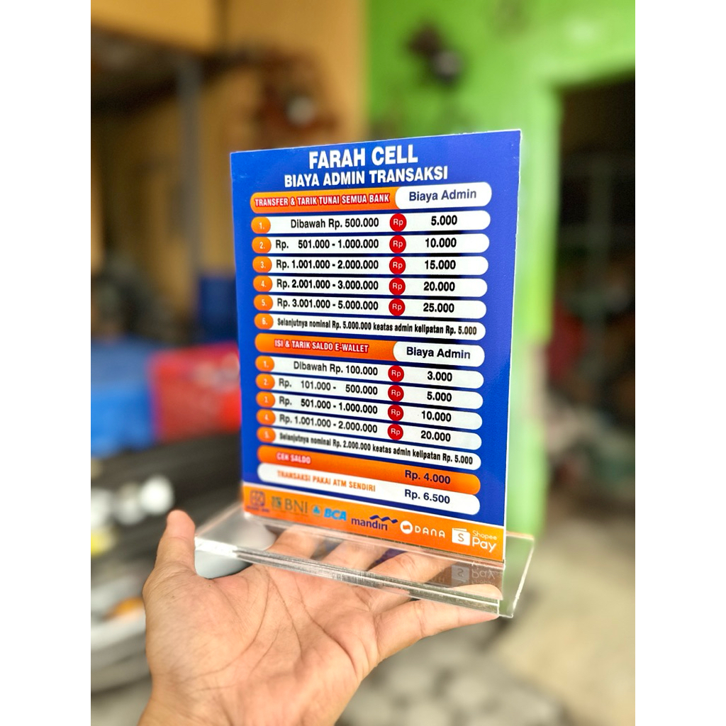 AKRILIK MEJA AGEN BRI BRILINK UKURAN 15x20CM BISA CUSTOM / RUBAH TARIF LAYANAN