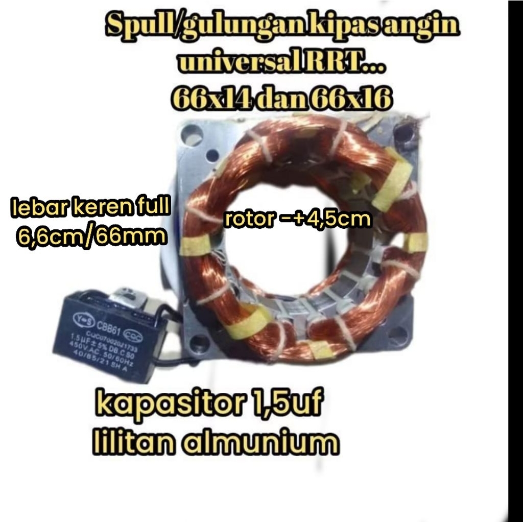 gulungan/spull/stator/lilitan dinamo kipas angin universal/multi rrt kap 1,5uf dan 1,2uf...untuk uku